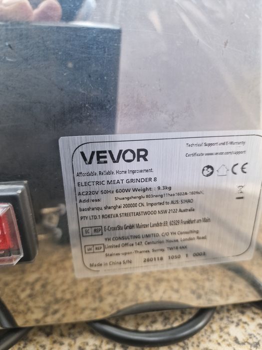 picador de carne elétrico (Electric Meat Grinder) da marca VEVOR.