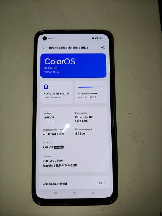 Oppo Reno 6 5G  8G RAM 128G memória