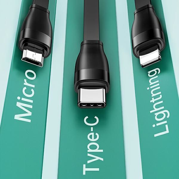 USAMS Kabel U69 3w1 1m czarny/black(lightning/microUSB/USB-C)