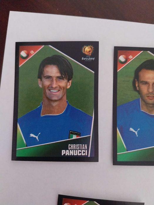 Lote 5 cromos autocolantes, Euro 2004, futebol, Itália, jogadores