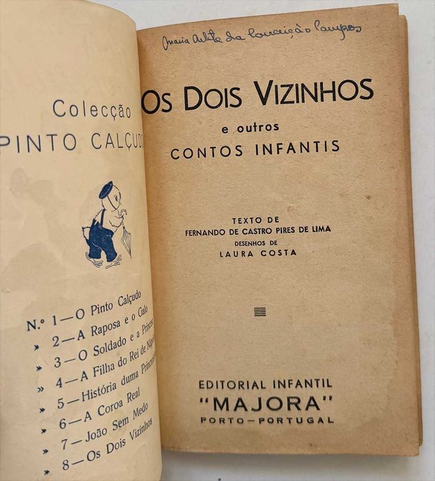 OS DOIS VIZINHOS. Colecção PINTO CALÇUDO, 8. Ilustrações de Laura Costa. Editorial Infantil Majora. Em muito bom estado geral.