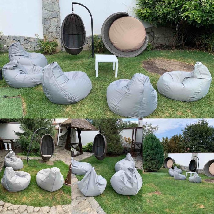 Аренда кресло-мешков груша пуфы-кресла и столики на прокат, пледы