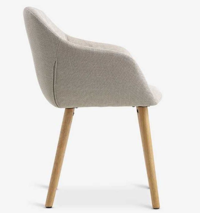 Cadeira sala jantar ADSLEV tecido bege/cor carvalho natural