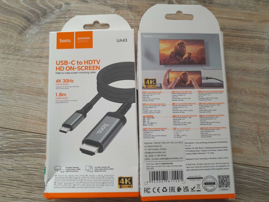 Kabel Hoco UA43 USB-C do HDMI 1,8m