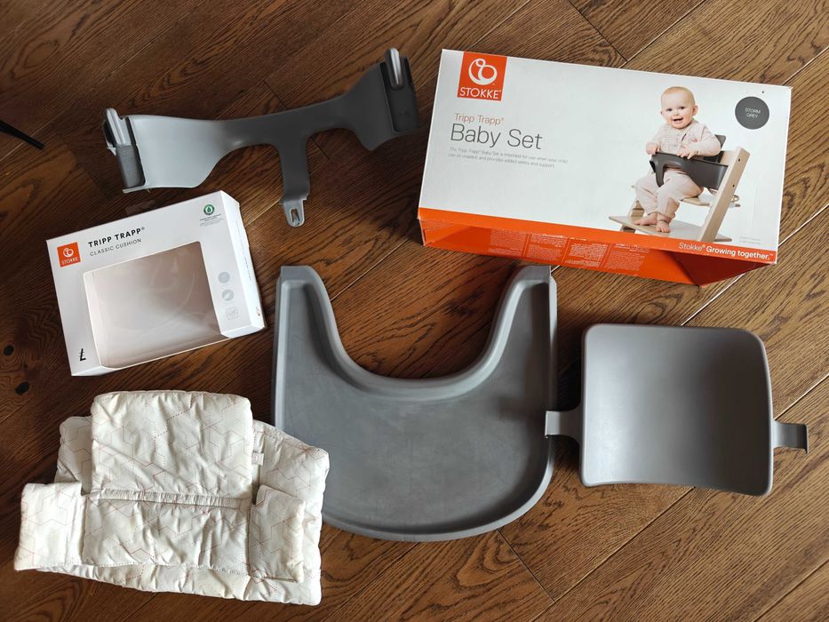 REZERWACJA! Stokke Tripp Trapp Baby Set + Tacka Tray Storm Grey | Oryginał