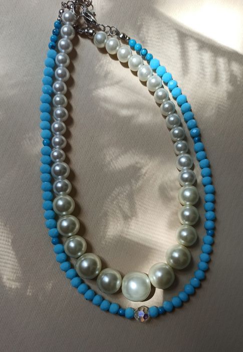 Намисто чокер, річкові перли, в позолоті, авторська робота