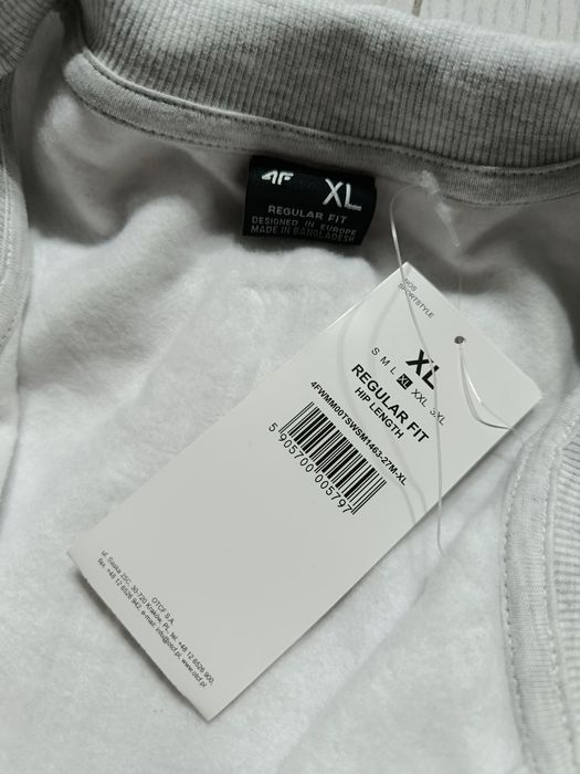 Nowa! Oryginalna 4F bluza bejsbolówka XL męska szara rozpinana (797)