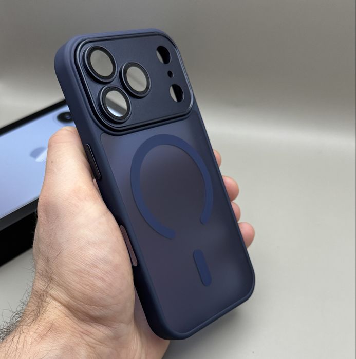 Матовый чехол iPhone 17 Pro Max черный MagSafe, 17 Pro синий MagSafe