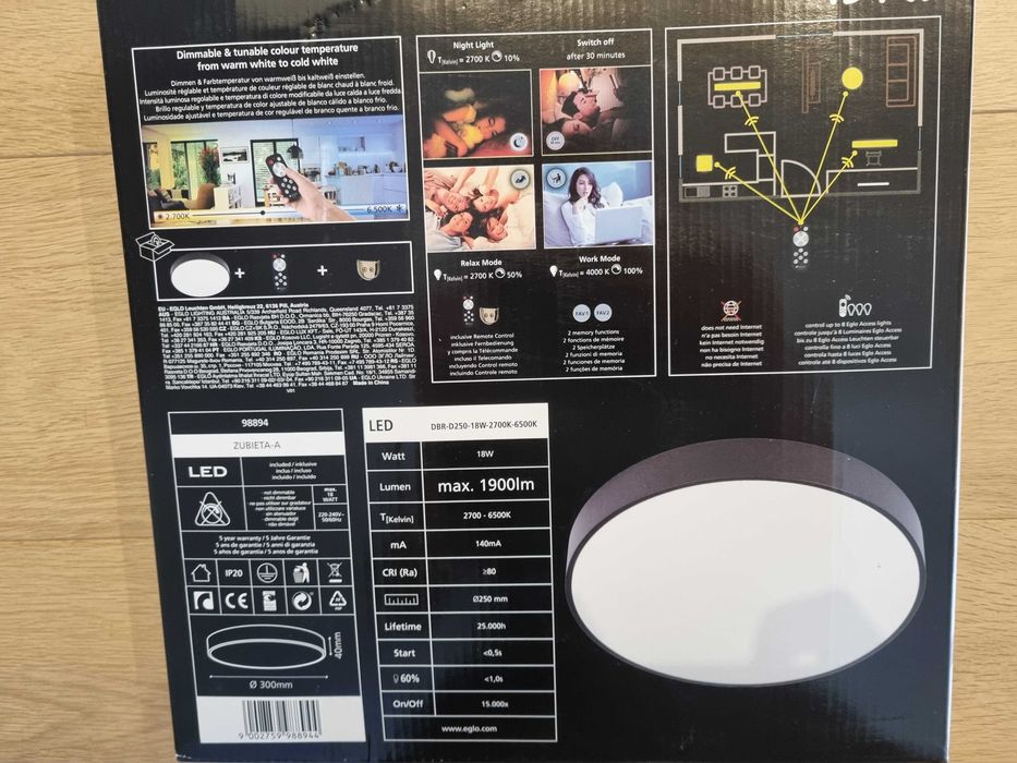 Eglo plafon lampa sufitowa led z pilotem