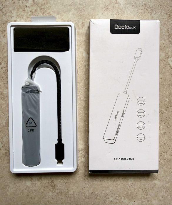 Адаптер хаб Dockteck 5-в-1 USB-C 4K 60 Гц SD/Micro SD USB 3.0