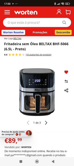 Fritadeira air fryer Beltax