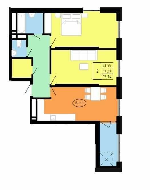 2-комнатная квартира по адресу Замарстыновская ул. (площадь 82 м²) - Atlanta.ua - фото 8