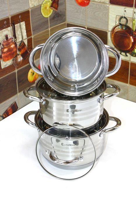 3szt, Komplet garnków EliteHoff E4303 do każdej kuchenki