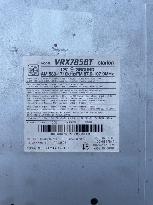 Clarion VRX 785 BT