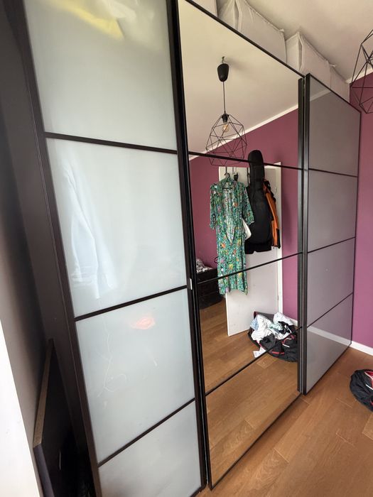 IKEA PAX Drzwi suwane jedne mleczne drugie lustro