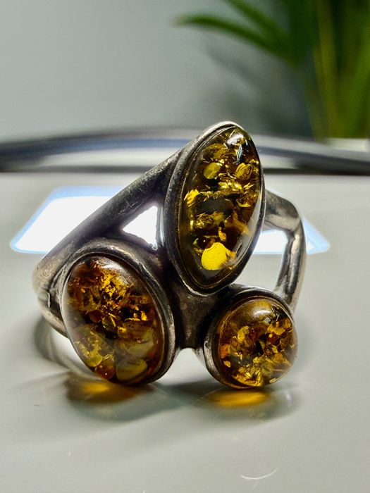 Pierścionek | Bursztyn | Srebro 925 | Stan b. db. | Biżuteria Vintage