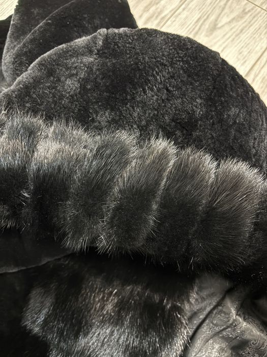 Шуба натуральна норка мутон чорна розмір S