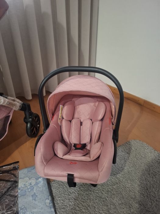 Carrinho trio de bebe rosa