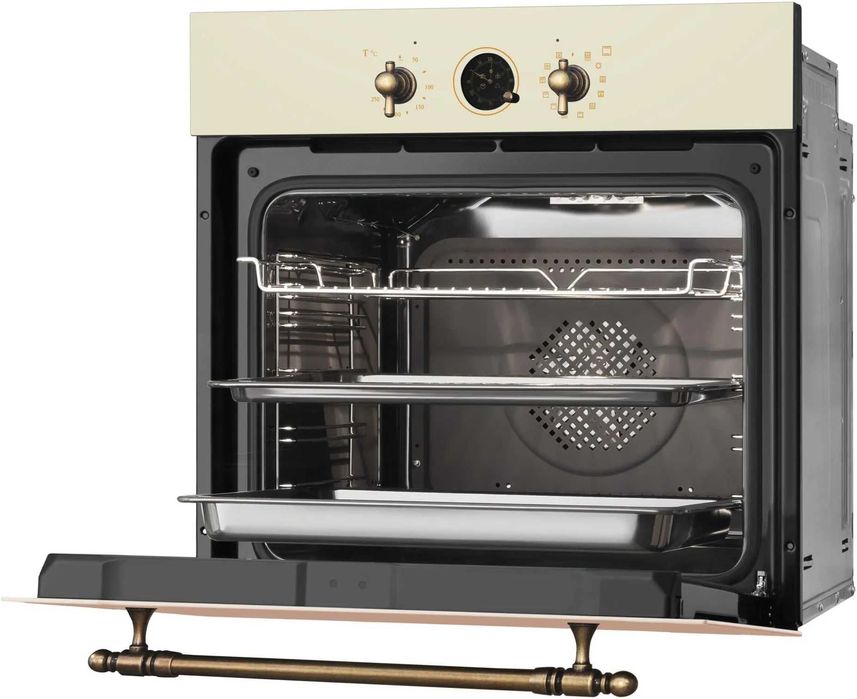 Piekarnik do zabudowy Amica ED17319W Retro w kolorze kości słoniowej