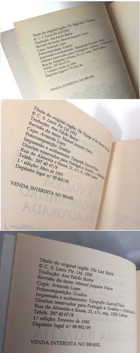 Livros Crónicas de Narnia 1as Ed. Gradiva C.S. Lewis - Colecionadores