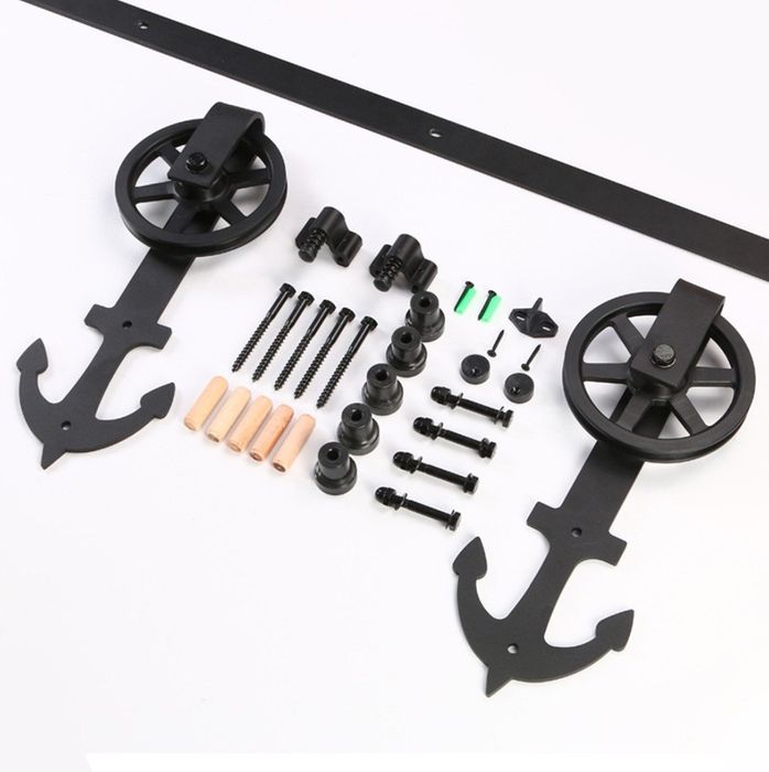 "Zestaw do drzwi przesuwanych w stylu LOFT - kółka, wózki, uchwyty"