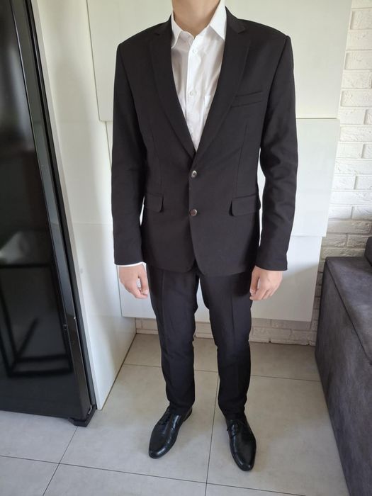 Czarny Męski Garnitur