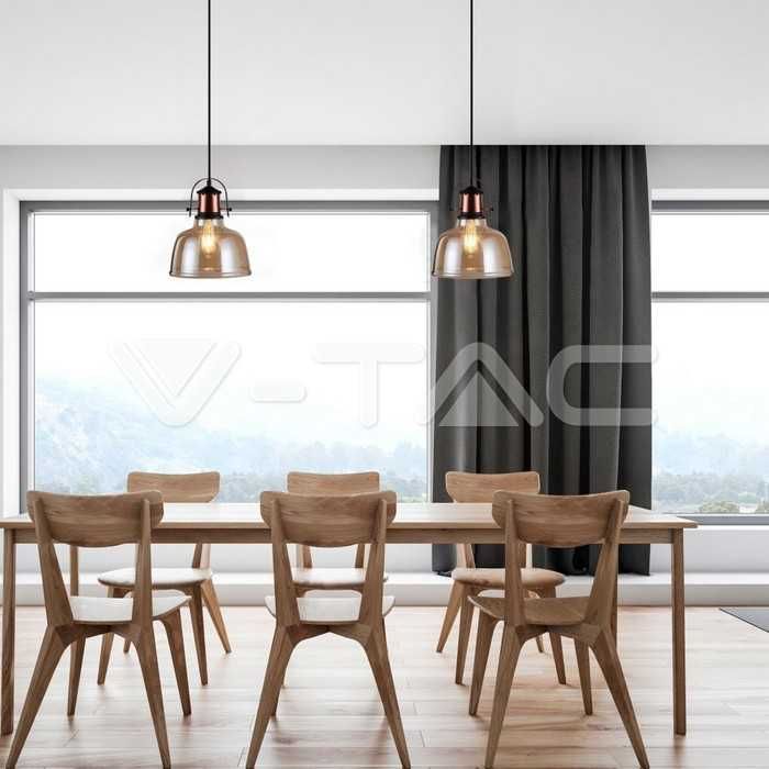 Candeeiro Suspenso V-TAC VT-7220 Vidro e Metal E27