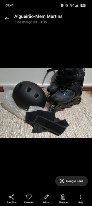 Patins  número 38,capacete e acessórios