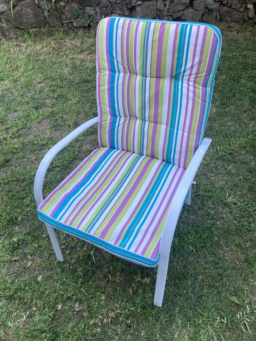 Conjunto 6 cadeiras jardim com estofo