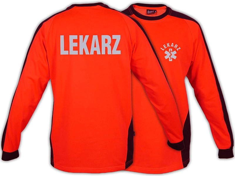 Koszulka ratownicza FLUO męska odblaskowa FUNKCYJNA z długim rękawem (