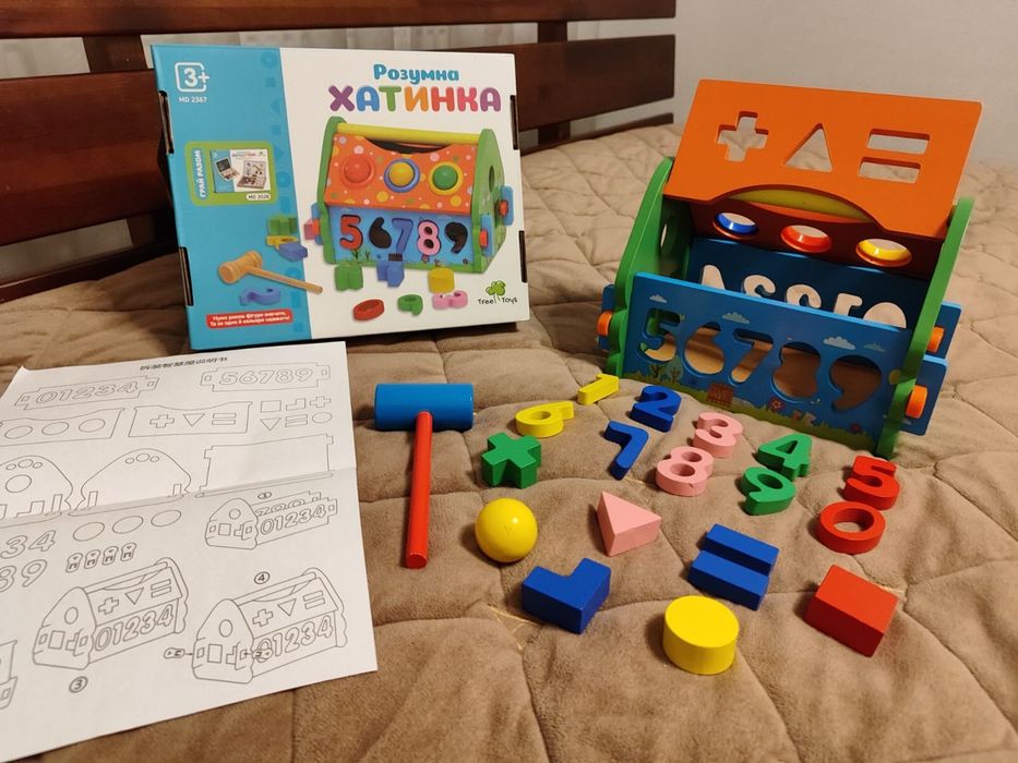Розумна хатинка-сортер + стукачка Wood Toys (як нова)
