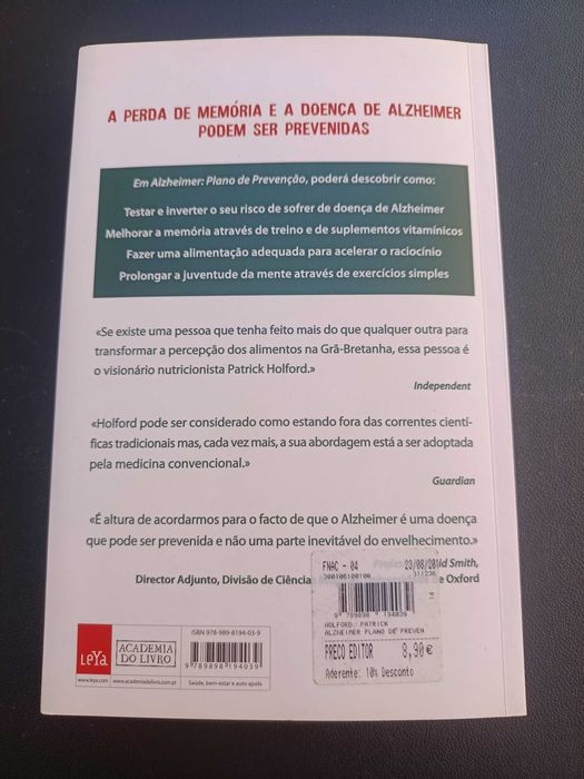Livro "Alzheimer - Plano de Prevenção", de Patrick Holford