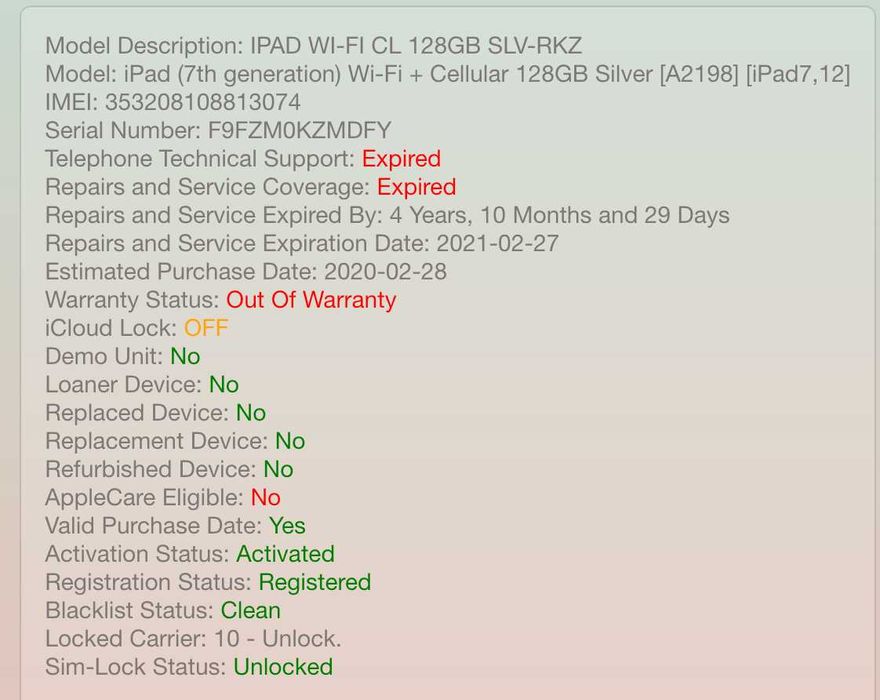 Apple iPad 7 10.2 Wi-Fi+LTE 128GB Silver НЕ ВКЛЮЧАЄТЬСЯ ЗАПЧАСТИНИ