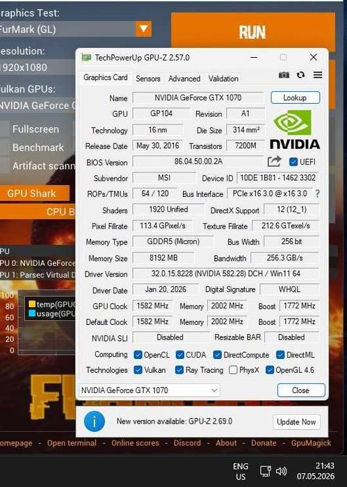 MSI GeForce GTX 1070 GAMING X 8G