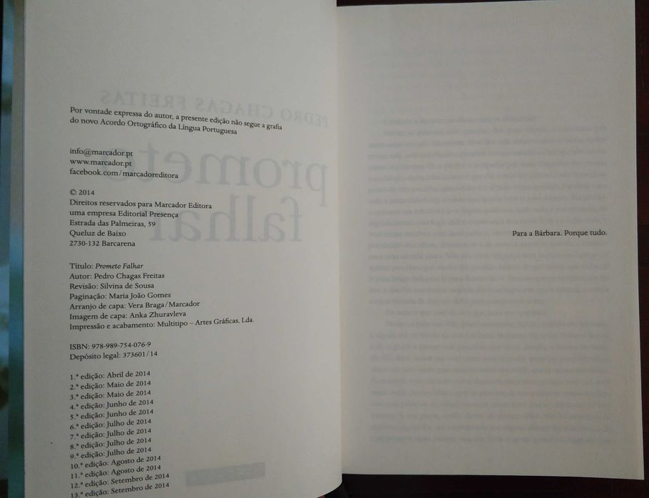 Livro "Prometo Falhar" - Pedro Chagas Freitas