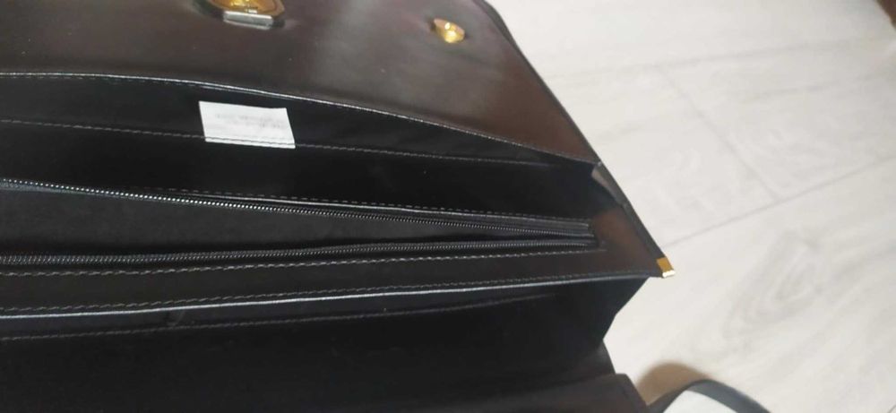 Luksusowa czarna aktówka ze skóry