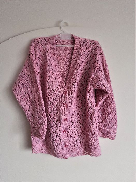 Sweter zapinany,retro,vintage,krótki kardigan,handmade,ręcznie robiony
