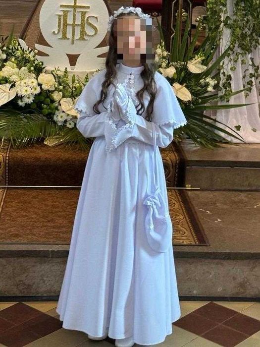 Alba komunijna dziewczęca z dodatkami 140 cm-buty gratis.