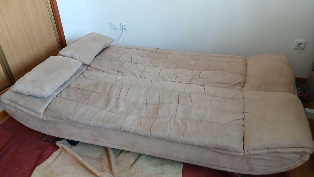 Sofá-cama 195cm com 2 almofadas