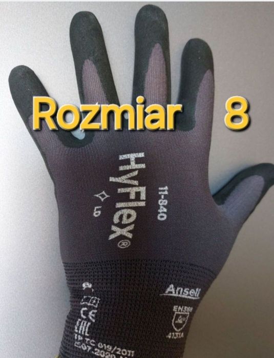 Rękawice robocze HyFlex 11-801, roz. 9, par 20 i 10 par , roz 8