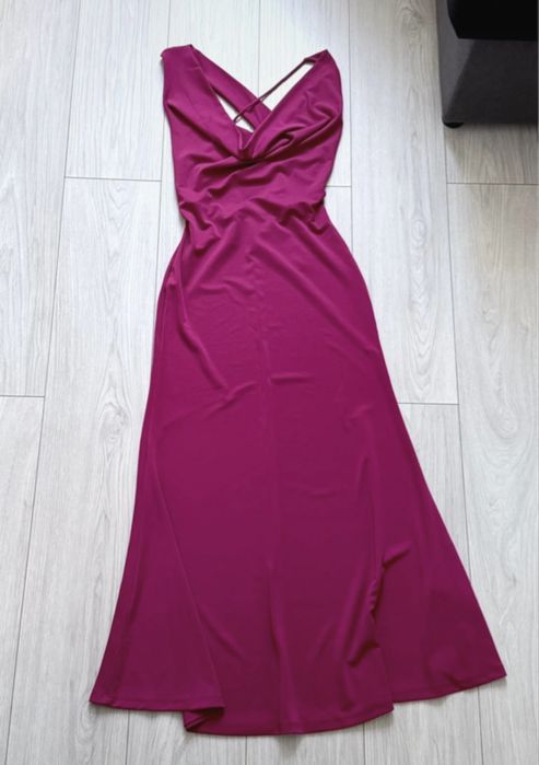Malinowa luźna długa sukienka long dress  Zara