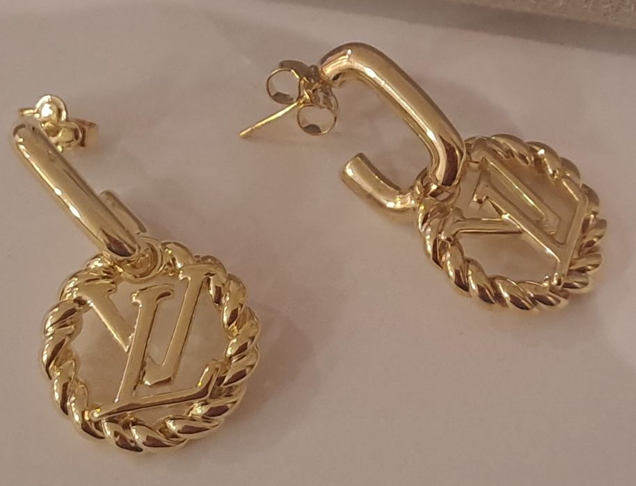 Przepiękne, pozłacane 14K kolczyki lv Cudo c ysl