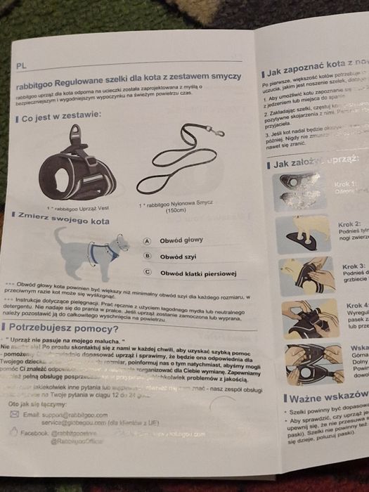 Rabbitgoo uprzęż szelki dla kota królika