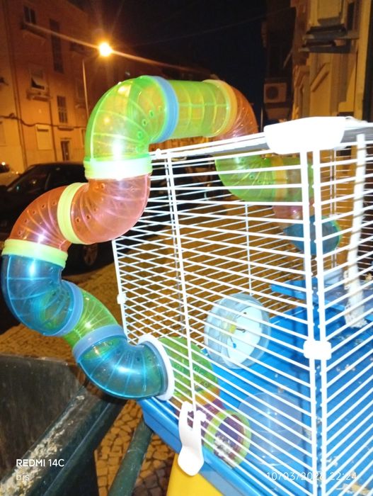 Gaiola grande para hamster com acessórios completos