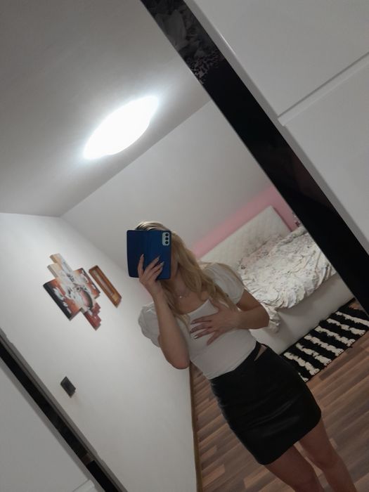 Bluzka body bufiaste rękaw bawełna xs s elegancka biurowa praca