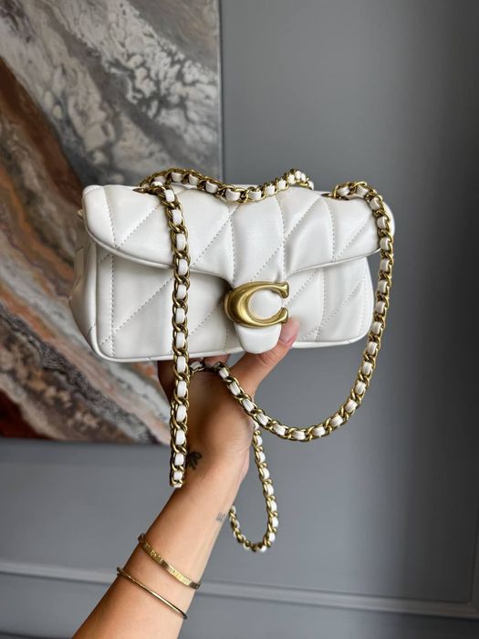Coach Tabby Pillow Bag Ivory Gold premium / жіноча шкіряна сумочка