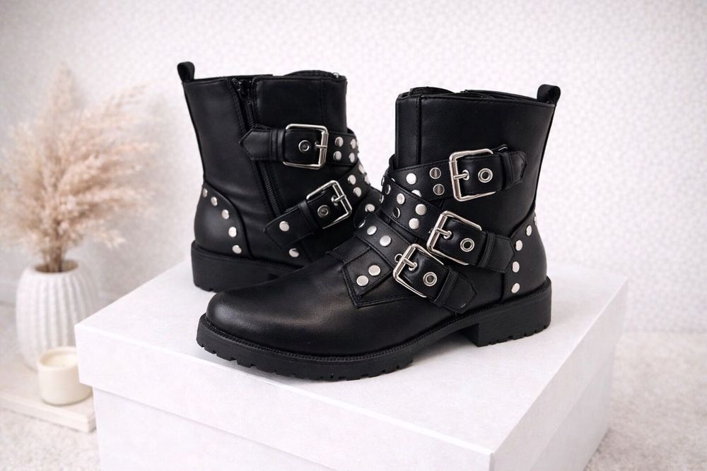 Nowe włoskie botki biker – rozmiar 38