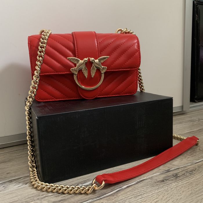 Torebka pinko złoty lancuszek red