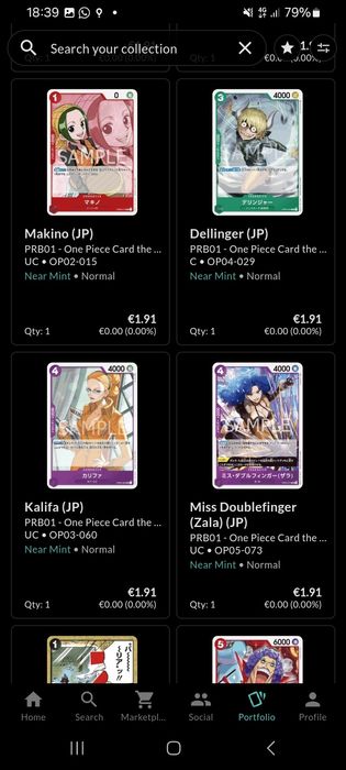 Cartas em japonês da expansão The Best de One Piece