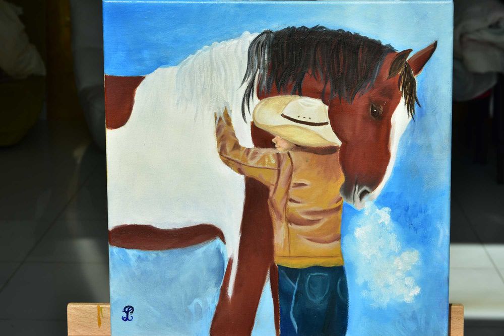 Quadro - Pintura a Óleo Original "Abraço Quentinho"